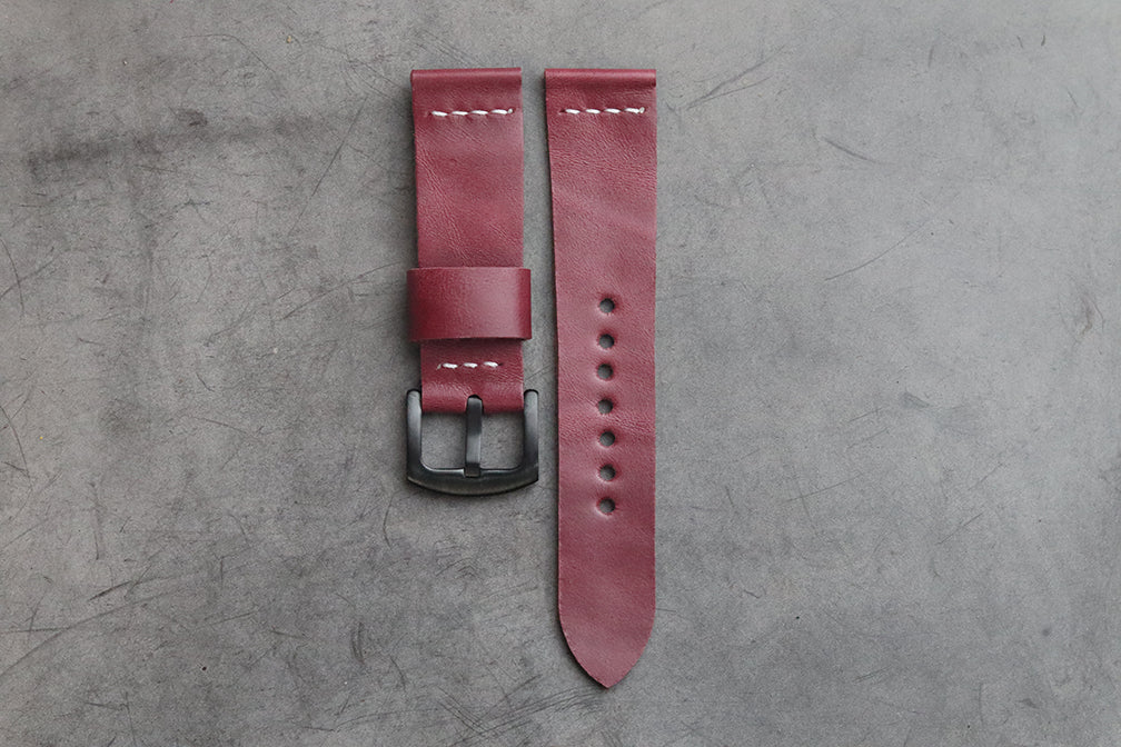 CARMINE BURGUNDY HAND-CRAFTED LEATHER WATCH STRAPS