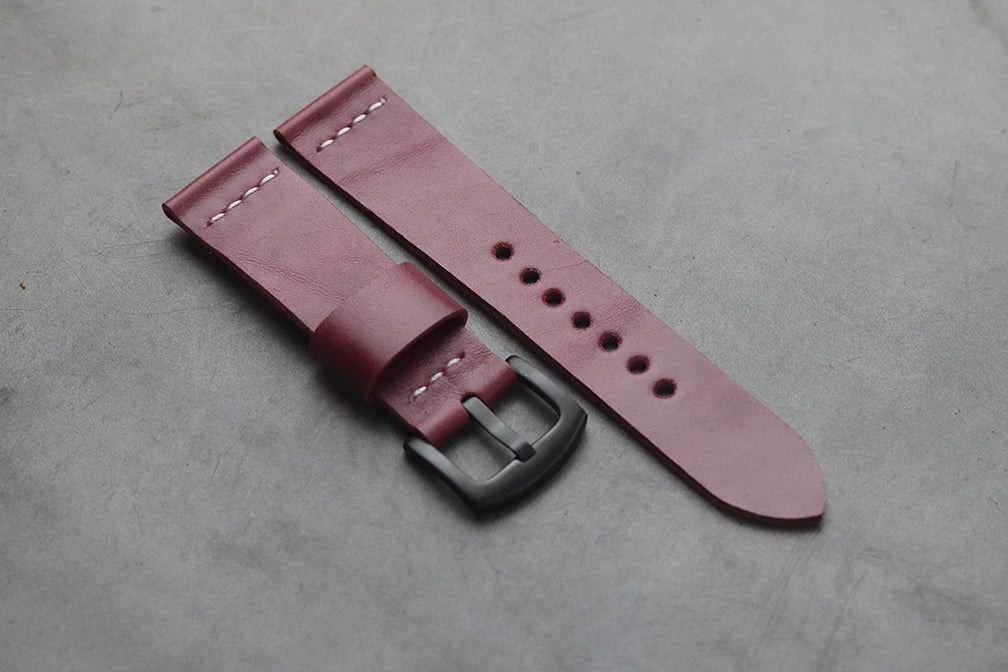 CARMINE BURGUNDY HAND-CRAFTED LEATHER WATCH STRAPS