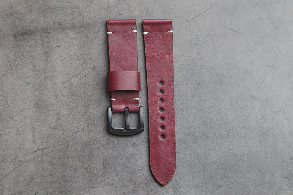 CARMINE BURGUNDY HAND-CRAFTED LEATHER WATCH STRAPS