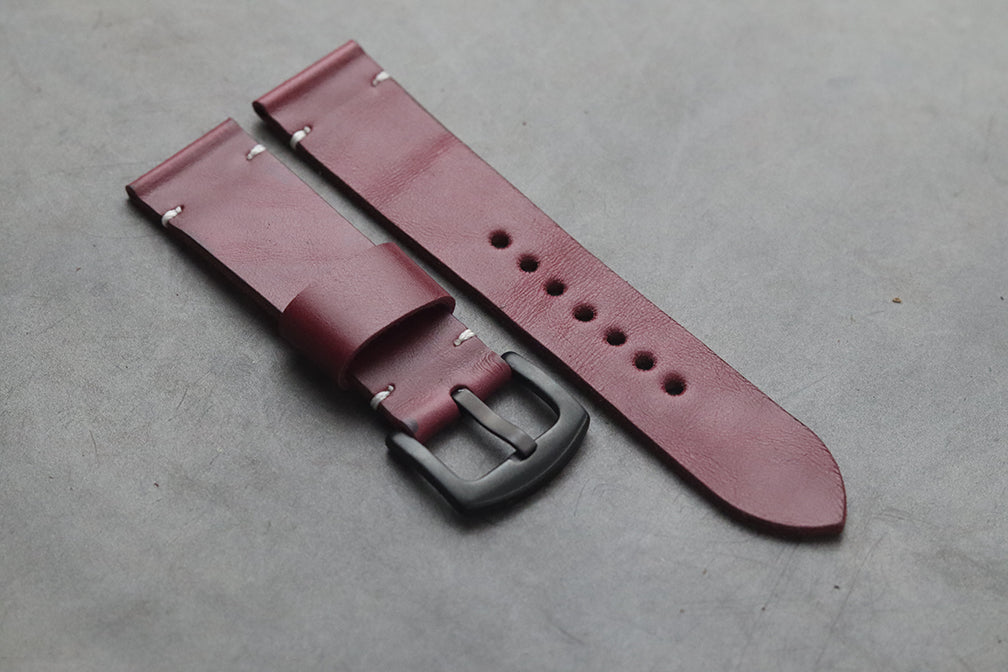 CARMINE BURGUNDY HAND-CRAFTED LEATHER WATCH STRAPS