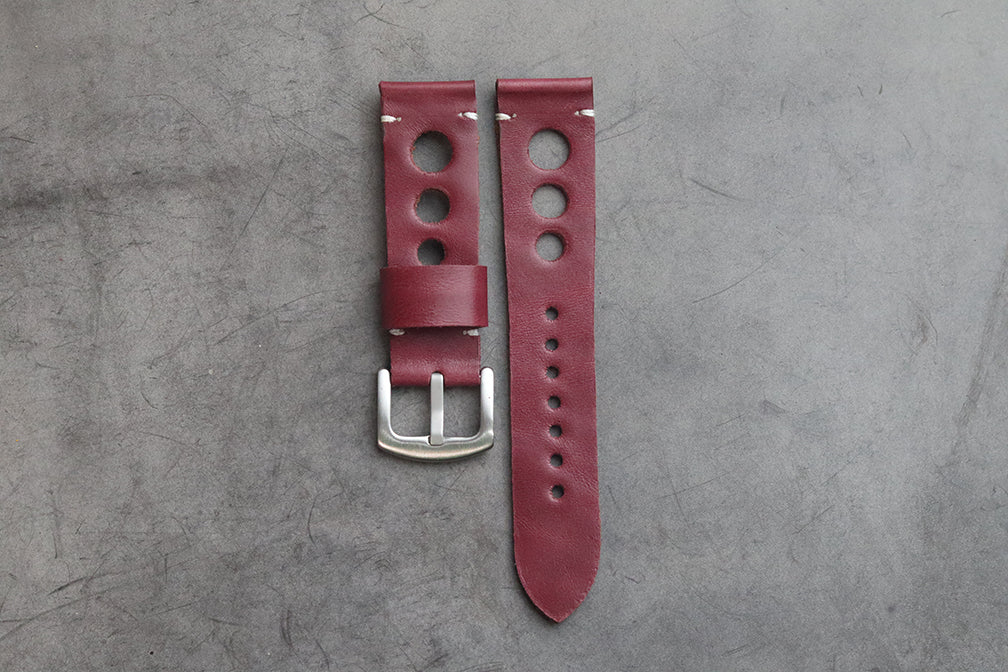 CARMINE BURGUNDY HAND-CRAFTED LEATHER WATCH STRAPS