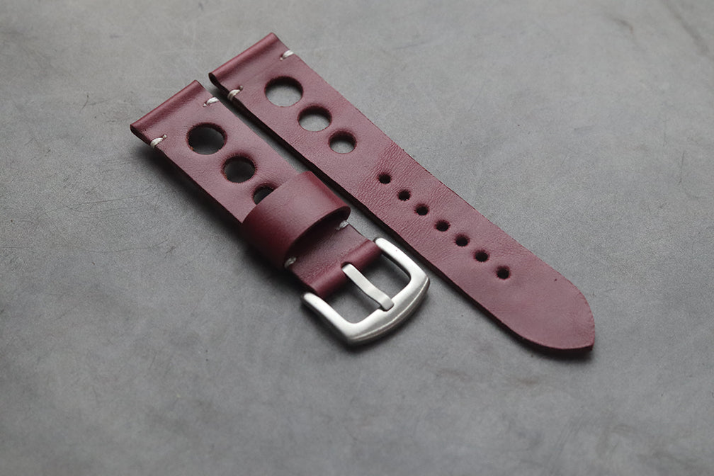 CARMINE BURGUNDY HAND-CRAFTED LEATHER WATCH STRAPS