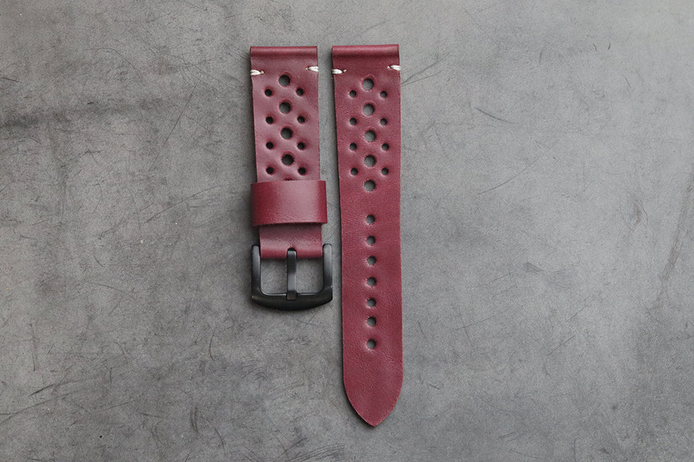 CARMINE BURGUNDY HAND-CRAFTED LEATHER WATCH STRAPS