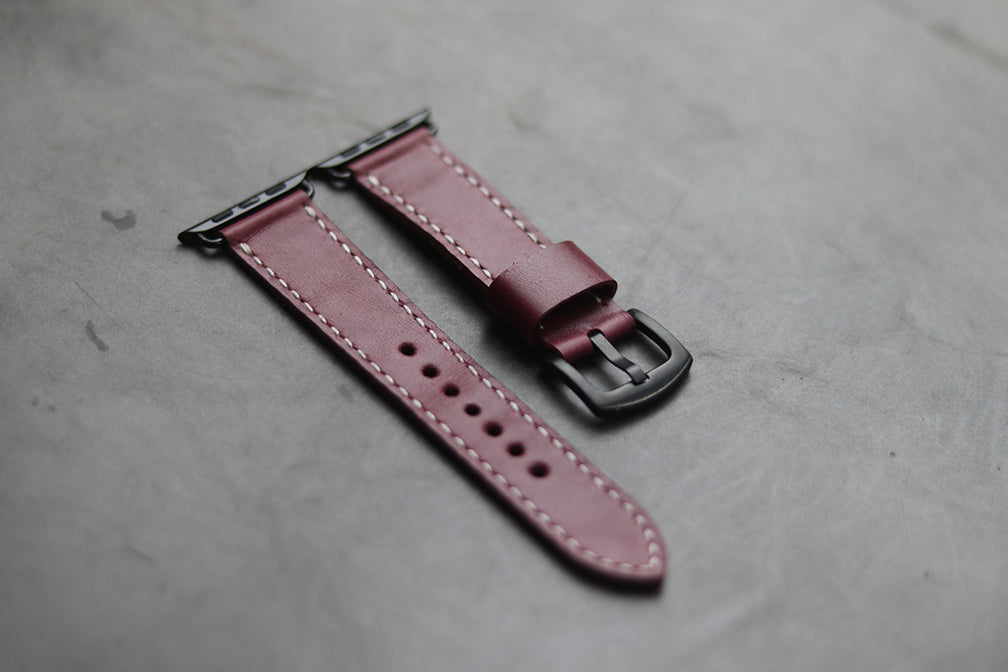 CARMINE BURGUNDY HAND-CRAFTED APPLE WATCH STRAPS