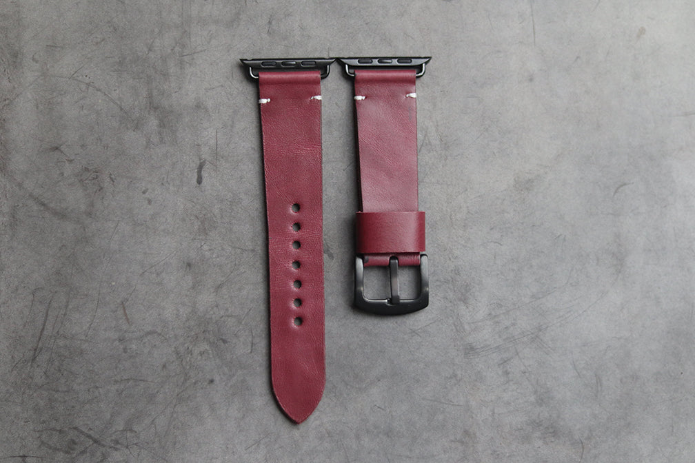 CARMINE BURGUNDY HAND-CRAFTED APPLE WATCH STRAPS