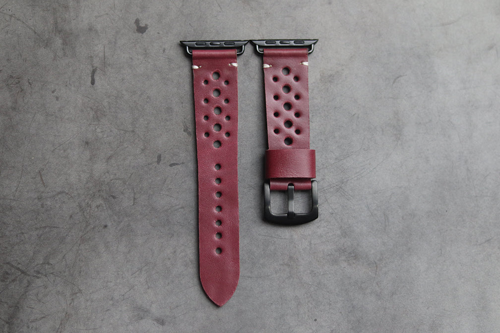 CARMINE BURGUNDY HAND-CRAFTED APPLE WATCH STRAPS
