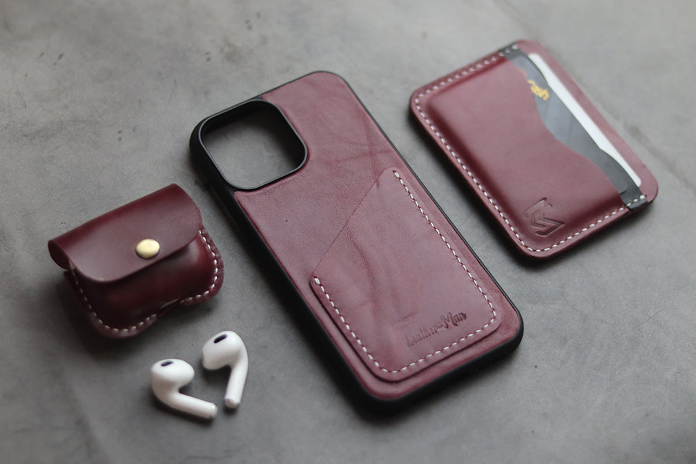 CARMINE BURGUNDY WALLET PHONE CASE