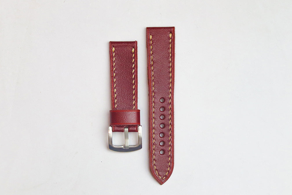 GARNET BURGUNDY HAND-CRAFTED LEATHER WATCH STRAPS