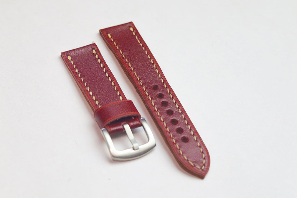 GARNET BURGUNDY HAND-CRAFTED LEATHER WATCH STRAPS