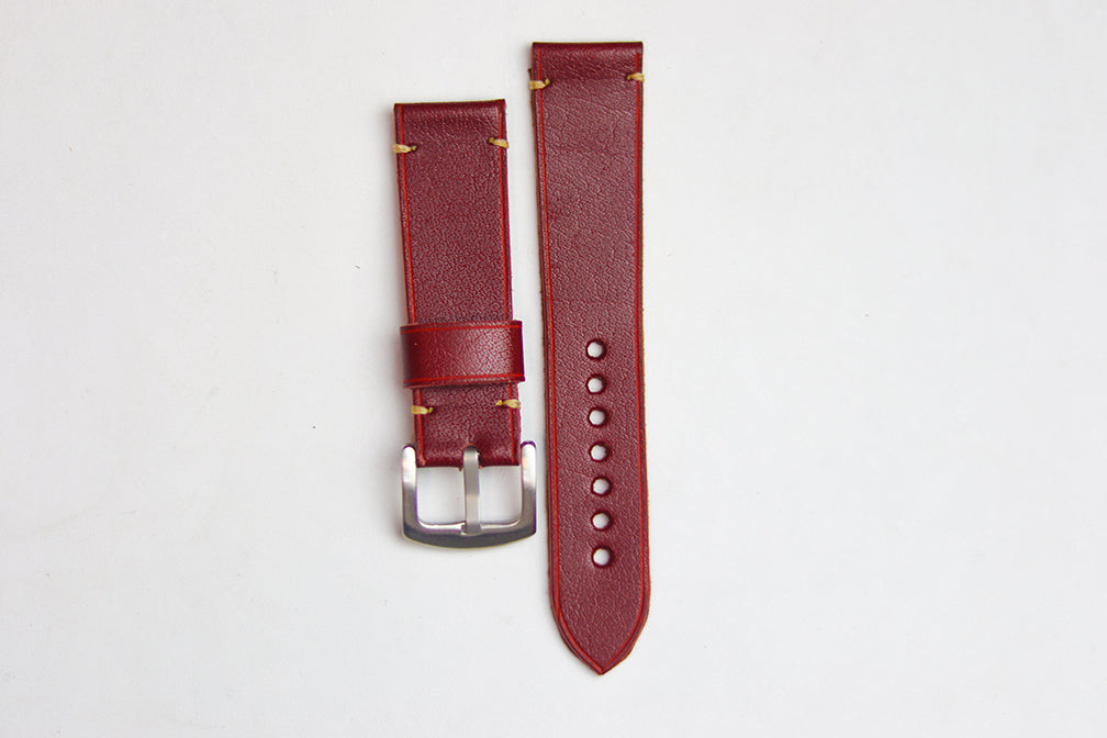 GARNET BURGUNDY HAND-CRAFTED LEATHER WATCH STRAPS