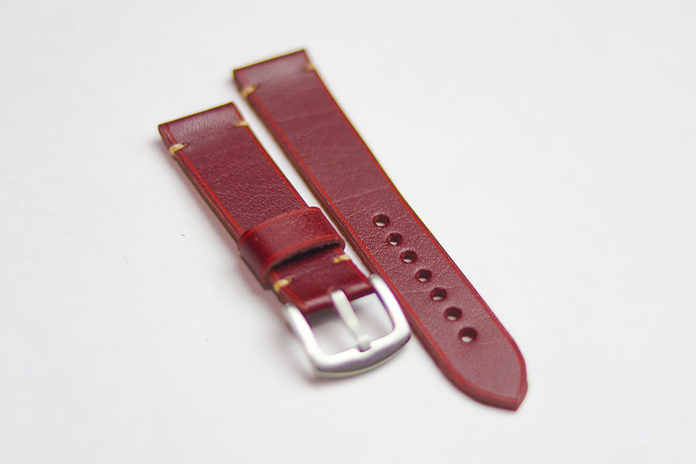 GARNET BURGUNDY HAND-CRAFTED LEATHER WATCH STRAPS
