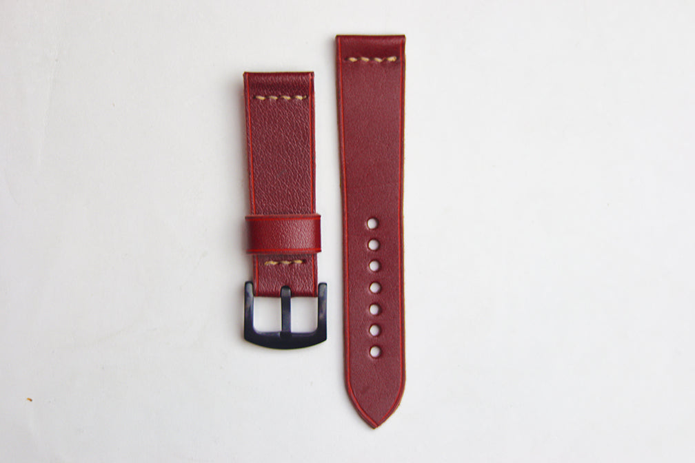 GARNET BURGUNDY HAND-CRAFTED LEATHER WATCH STRAPS