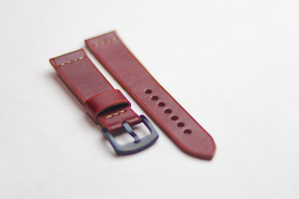 GARNET BURGUNDY HAND-CRAFTED LEATHER WATCH STRAPS