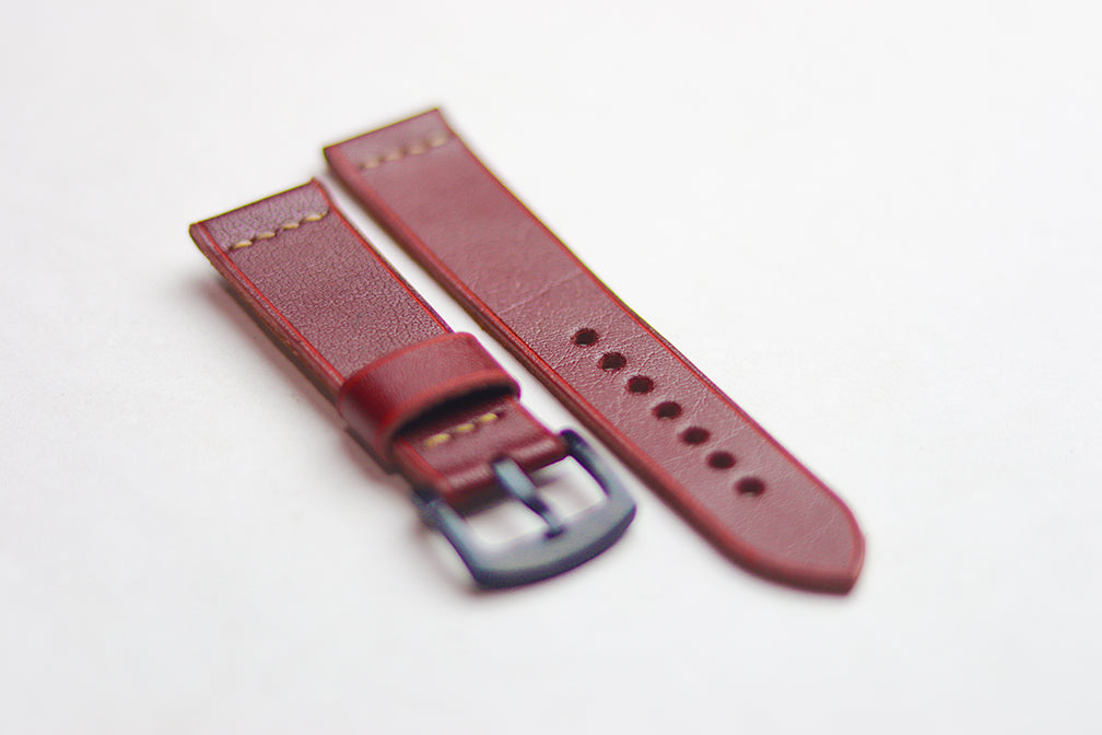 GARNET BURGUNDY HAND-CRAFTED LEATHER WATCH STRAPS