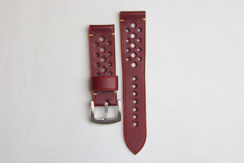 GARNET BURGUNDY HAND-CRAFTED LEATHER WATCH STRAPS