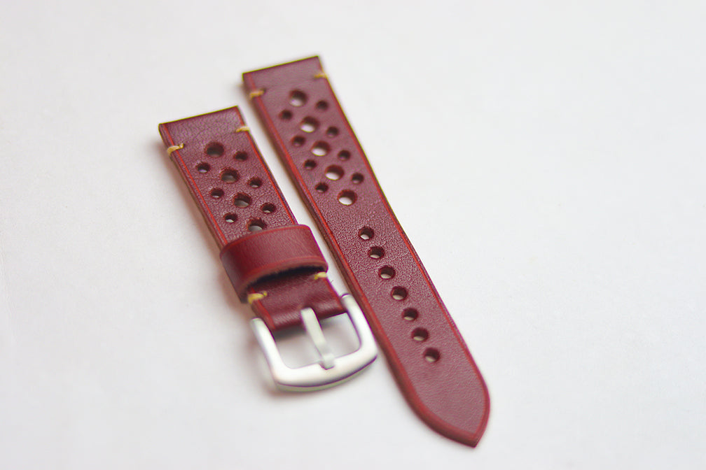 GARNET BURGUNDY HAND-CRAFTED LEATHER WATCH STRAPS