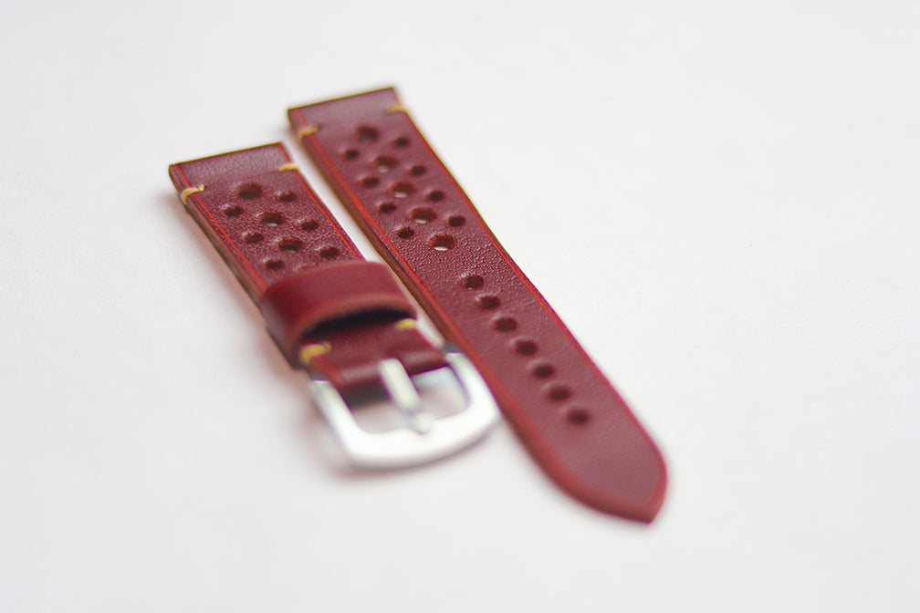 GARNET BURGUNDY HAND-CRAFTED LEATHER WATCH STRAPS