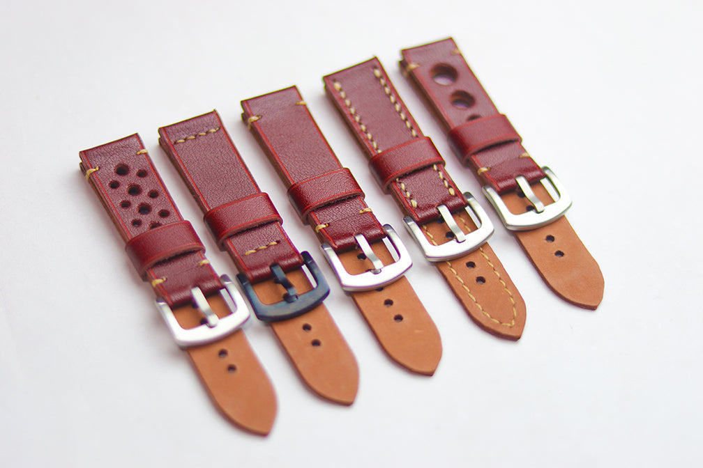 GARNET BURGUNDY HAND-CRAFTED LEATHER WATCH STRAPS