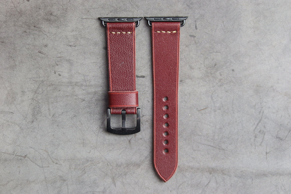 GARNET BURGUNDY HAND-CRAFTED APPLE WATCH STRAPS