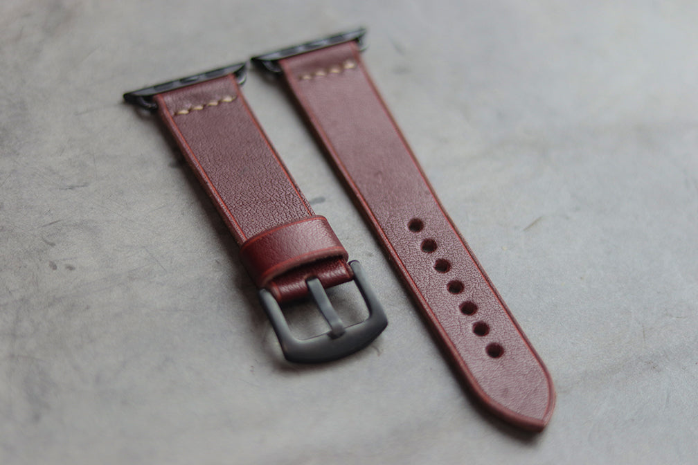 GARNET BURGUNDY HAND-CRAFTED APPLE WATCH STRAPS