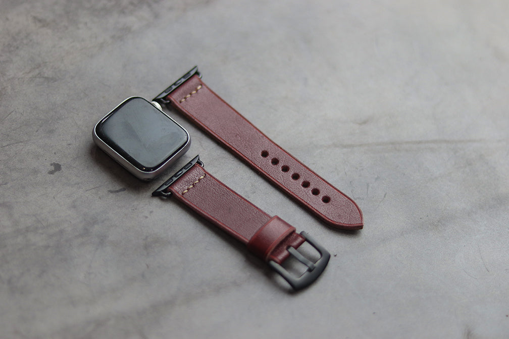 GARNET BURGUNDY HAND-CRAFTED APPLE WATCH STRAPS