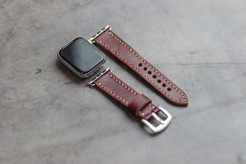 GARNET BURGUNDY HAND-CRAFTED APPLE WATCH STRAPS