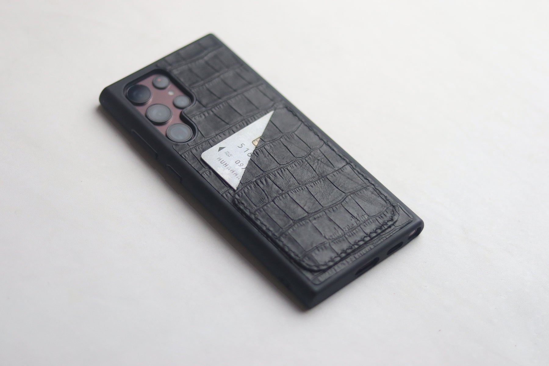 BLACK CROCO WALLET PHONE CASE