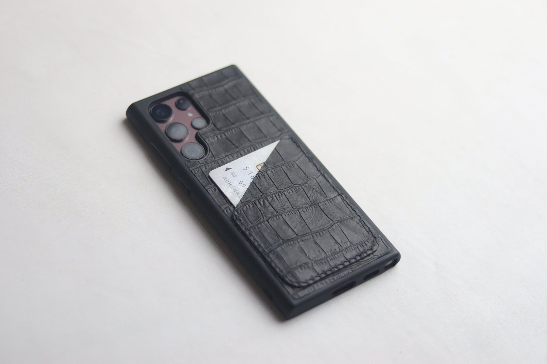 BLACK CROCO WALLET PHONE CASE