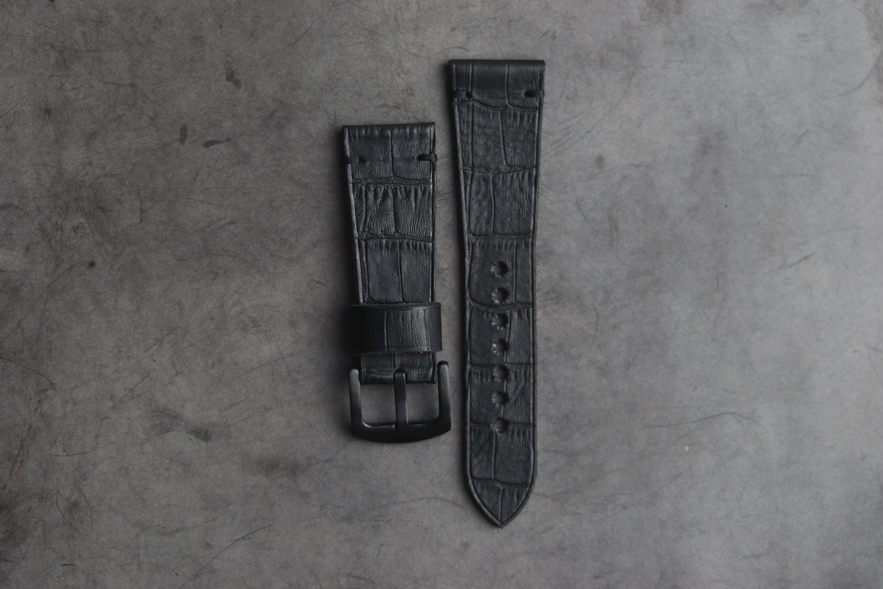 BLACK CROCO HAND-CRAFTED WATCH STRAPS