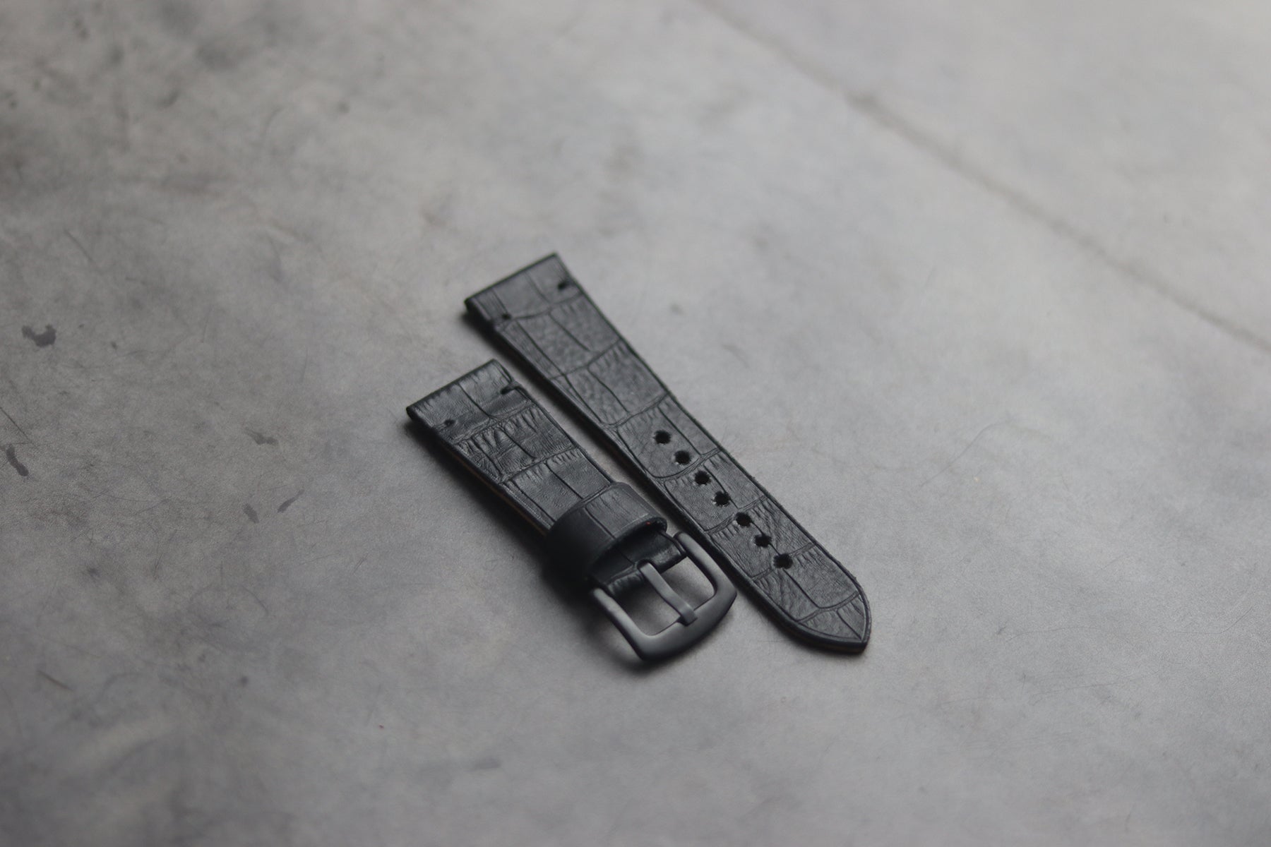 BLACK CROCO HAND-CRAFTED WATCH STRAPS