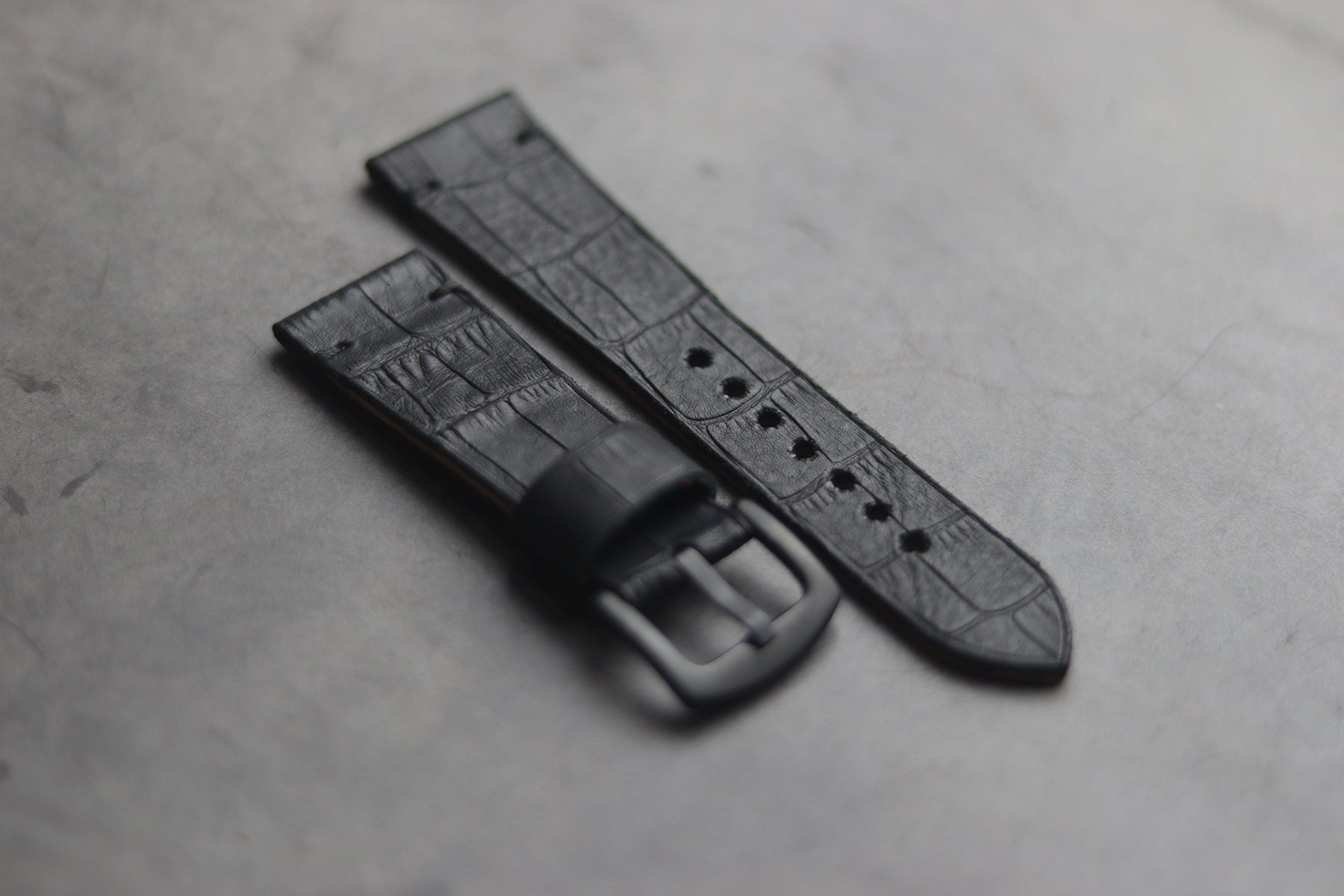 BLACK CROCO HAND-CRAFTED WATCH STRAPS