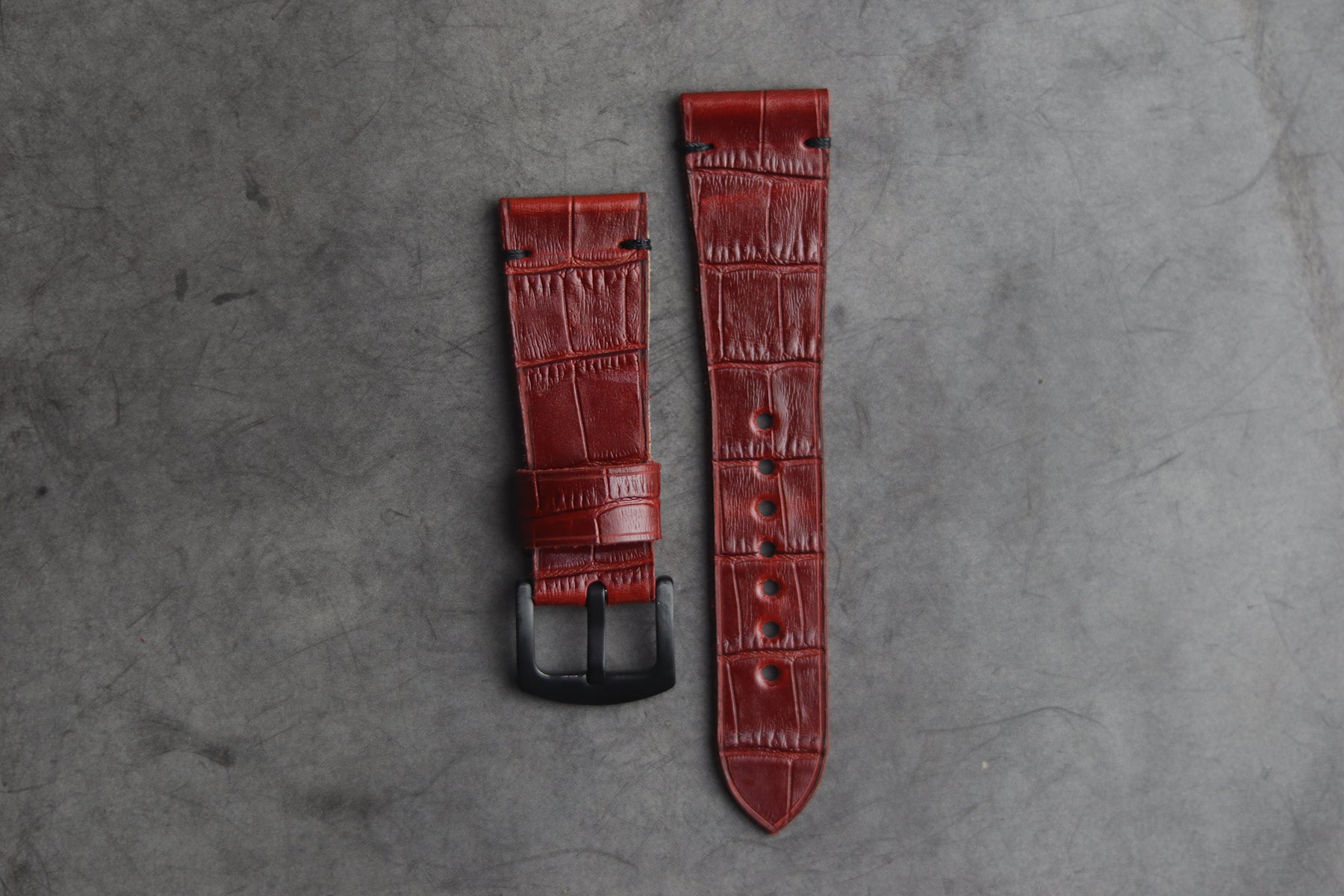 BURGUNDY CROCO HAND-CRAFTED WATCH STRAPS