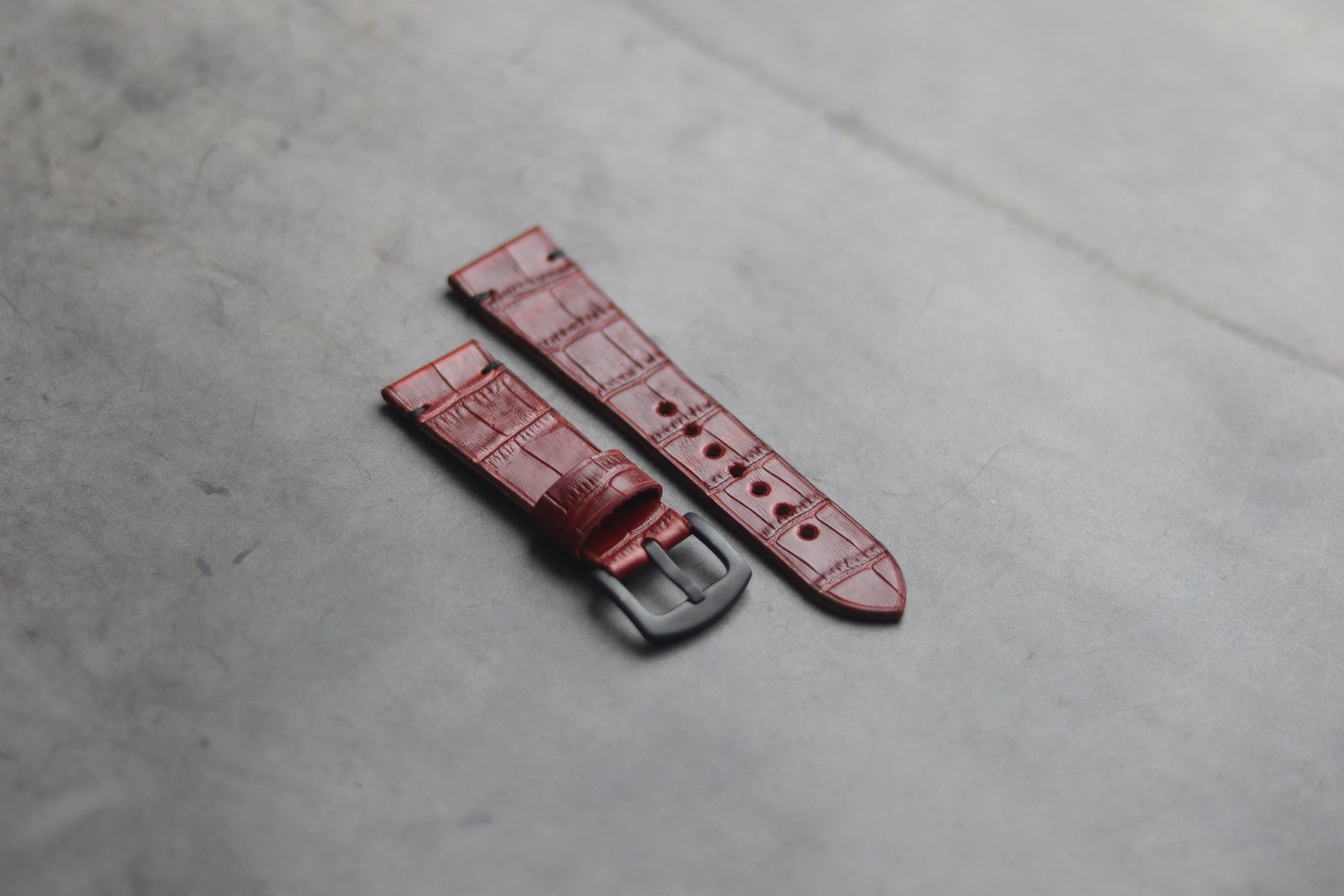 BURGUNDY CROCO HAND-CRAFTED WATCH STRAPS