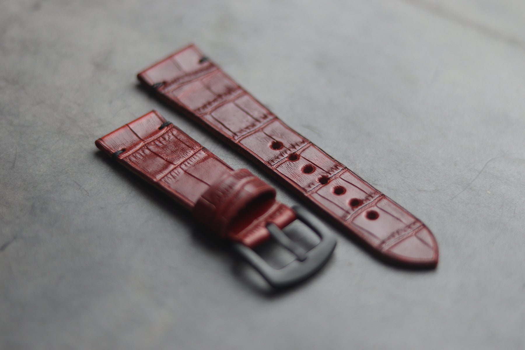 BURGUNDY CROCO HAND-CRAFTED WATCH STRAPS