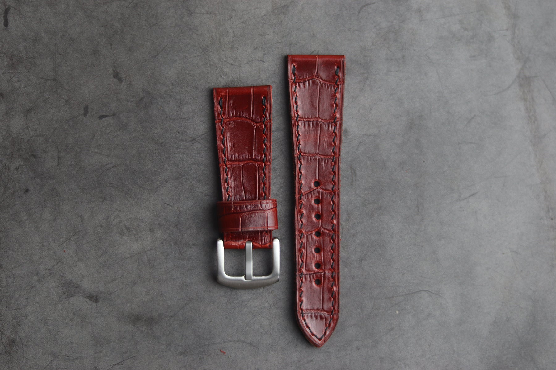 BURGUNDY CROCO HAND-CRAFTED WATCH STRAPS