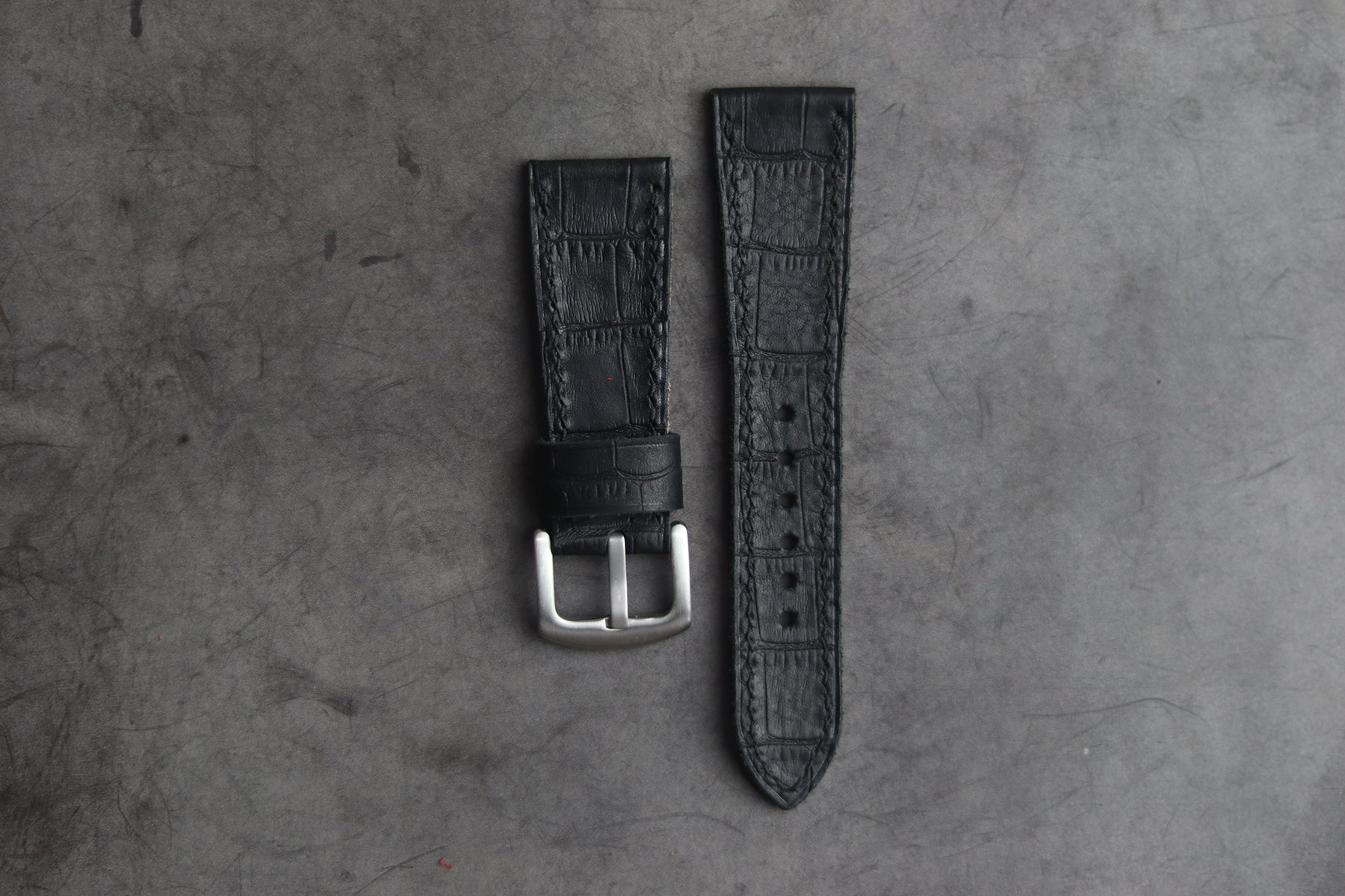 BLACK CROCO HAND-CRAFTED WATCH STRAPS