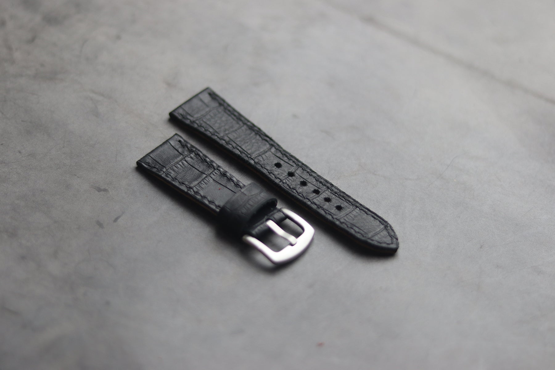 BLACK CROCO HAND-CRAFTED WATCH STRAPS