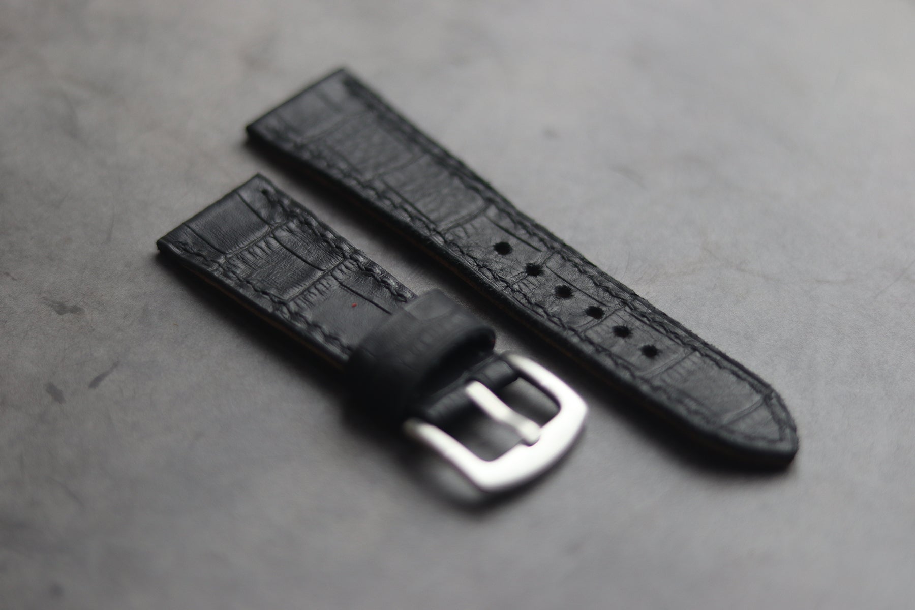 BLACK CROCO HAND-CRAFTED WATCH STRAPS
