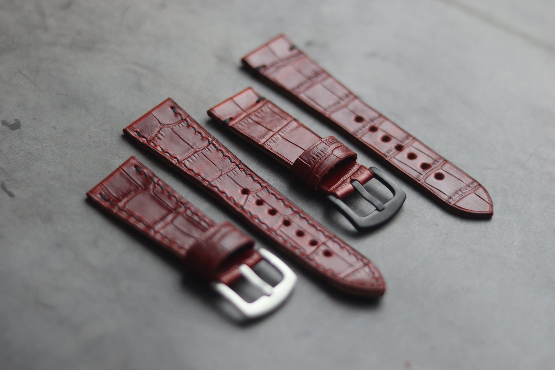 BURGUNDY CROCO HAND-CRAFTED WATCH STRAPS