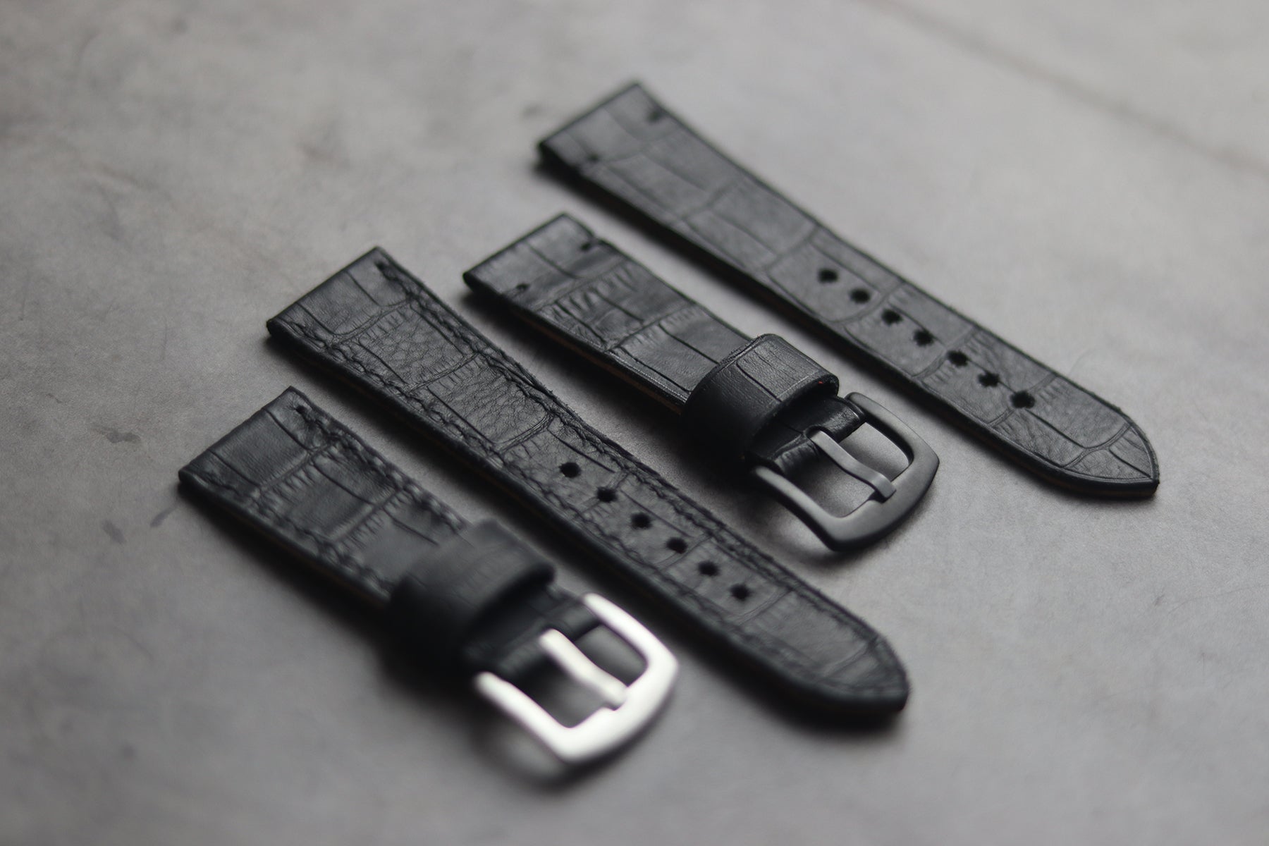 BLACK CROCO HAND-CRAFTED WATCH STRAPS