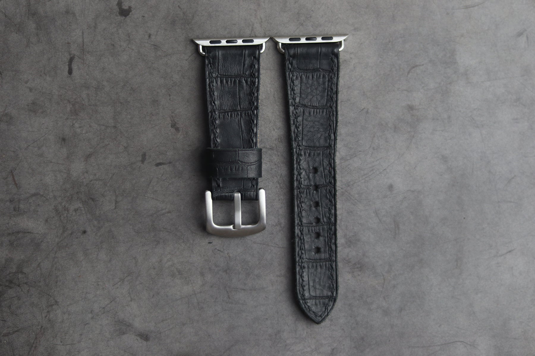 BLACK CROCO HAND-CRAFTED APPLE WATCH STRAPS