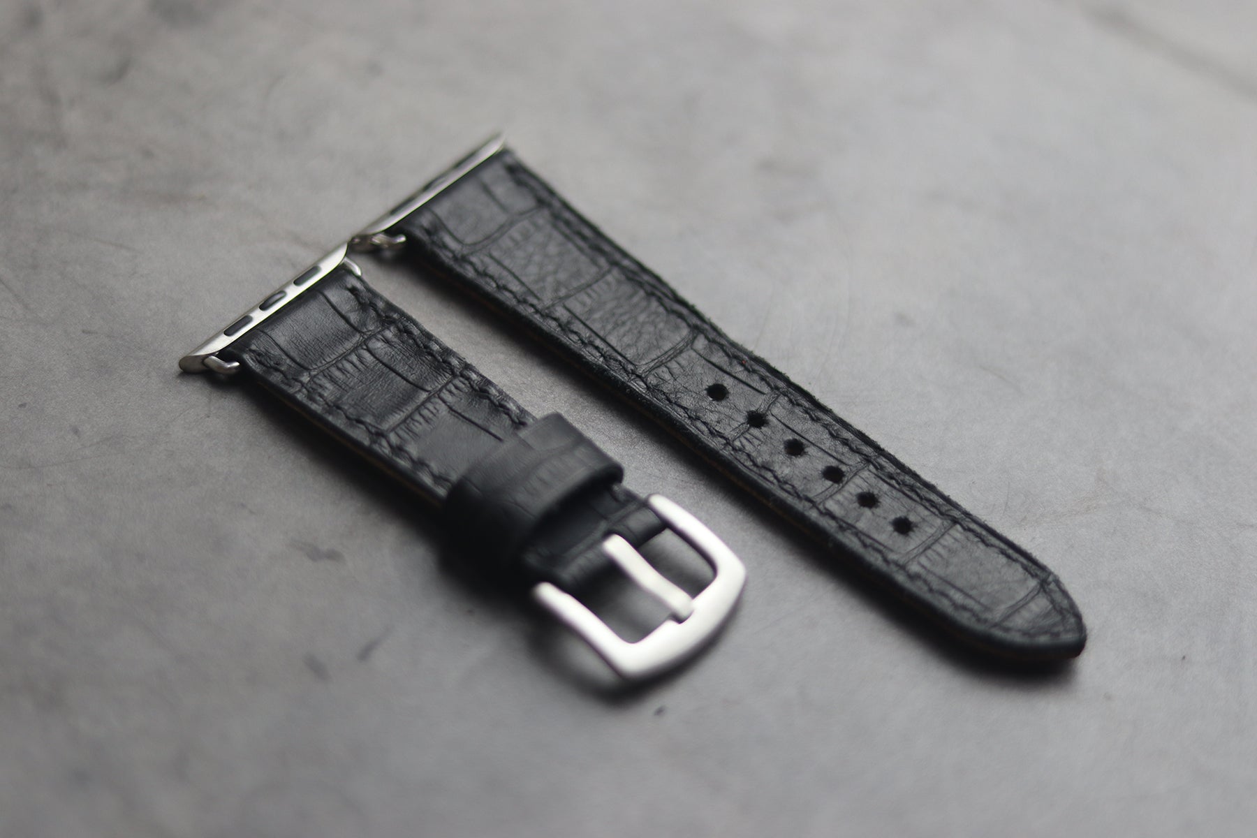 BLACK CROCO HAND-CRAFTED APPLE WATCH STRAPS