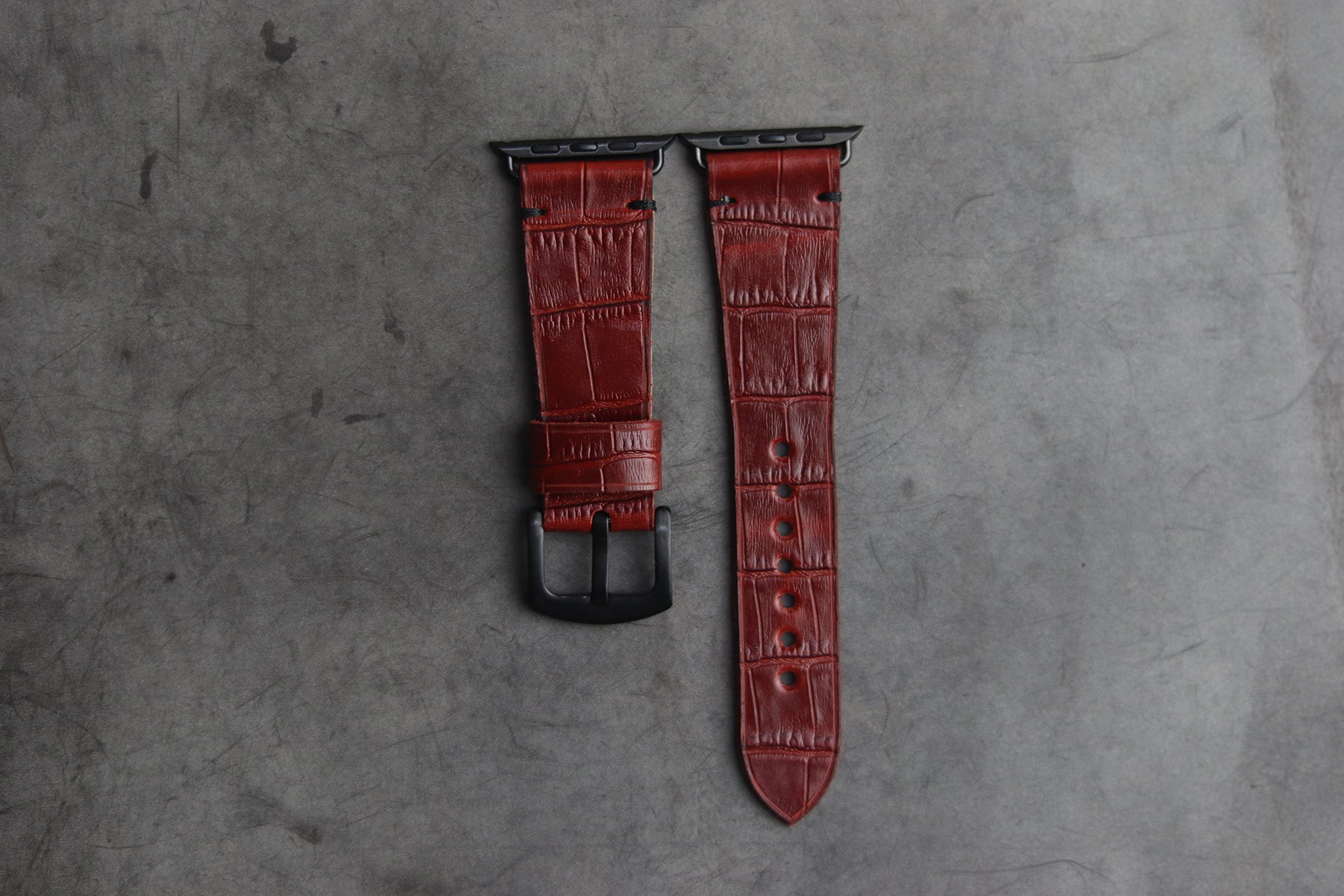 BURGUNDY CROCO HAND-CRAFTED APPLE WATCH STRAPS