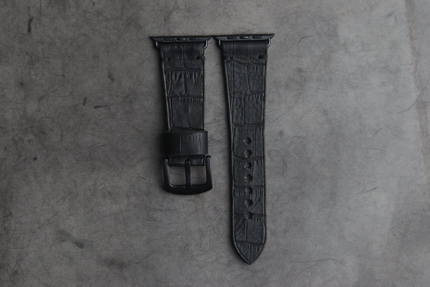 BLACK CROCO HAND-CRAFTED APPLE WATCH STRAPS