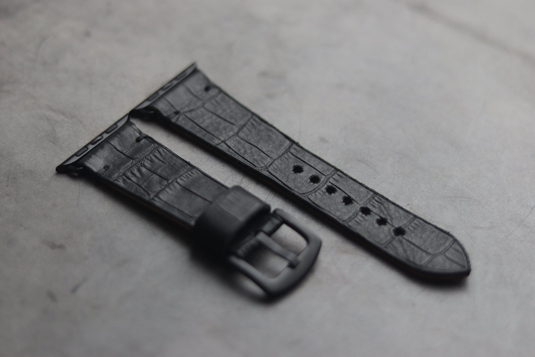 BLACK CROCO HAND-CRAFTED APPLE WATCH STRAPS