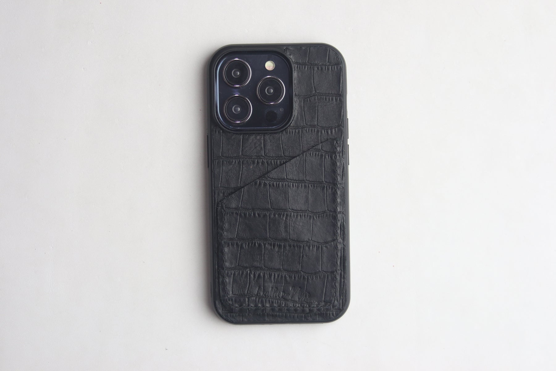 BLACK CROCO WALLET PHONE CASE
