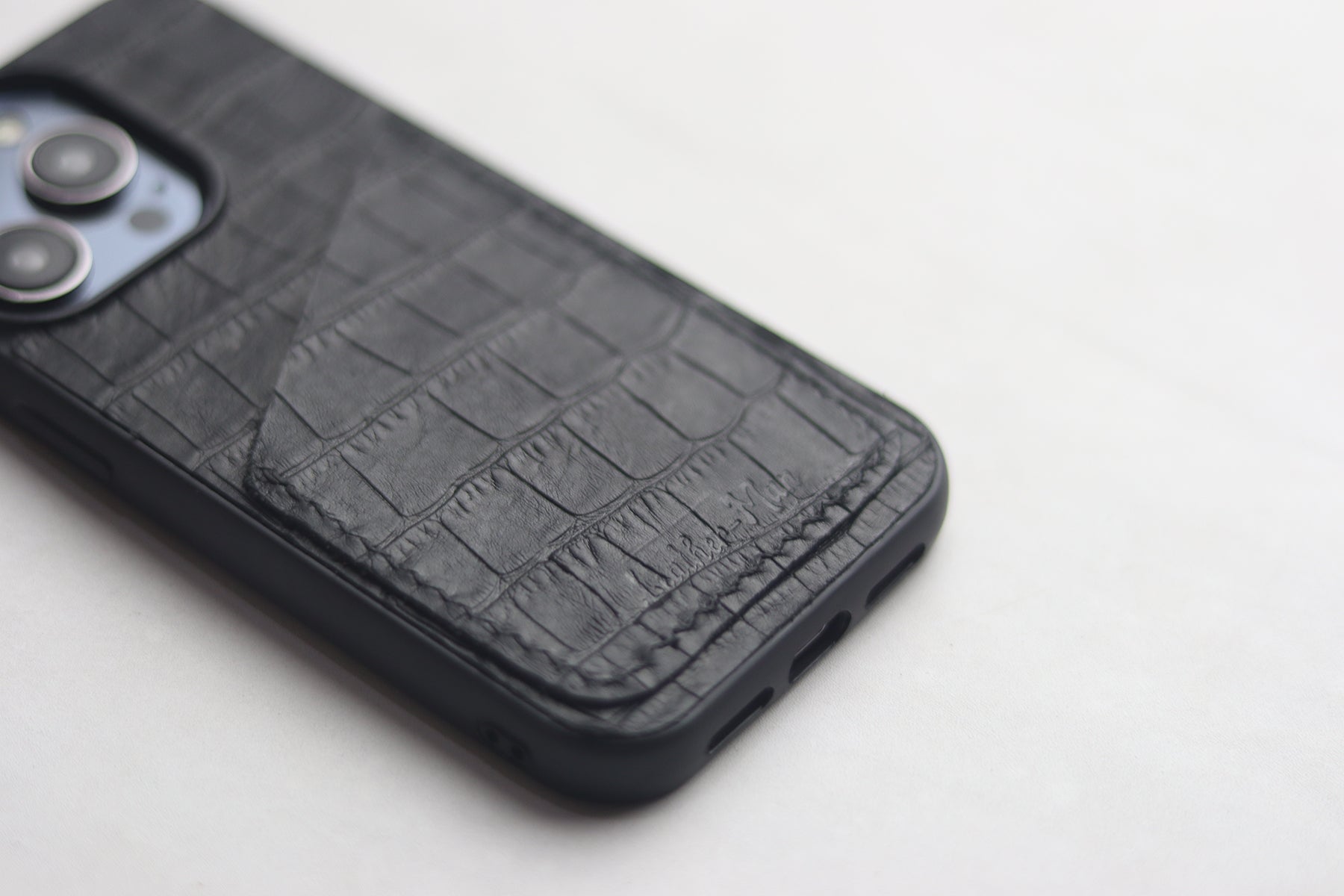 BLACK CROCO WALLET PHONE CASE