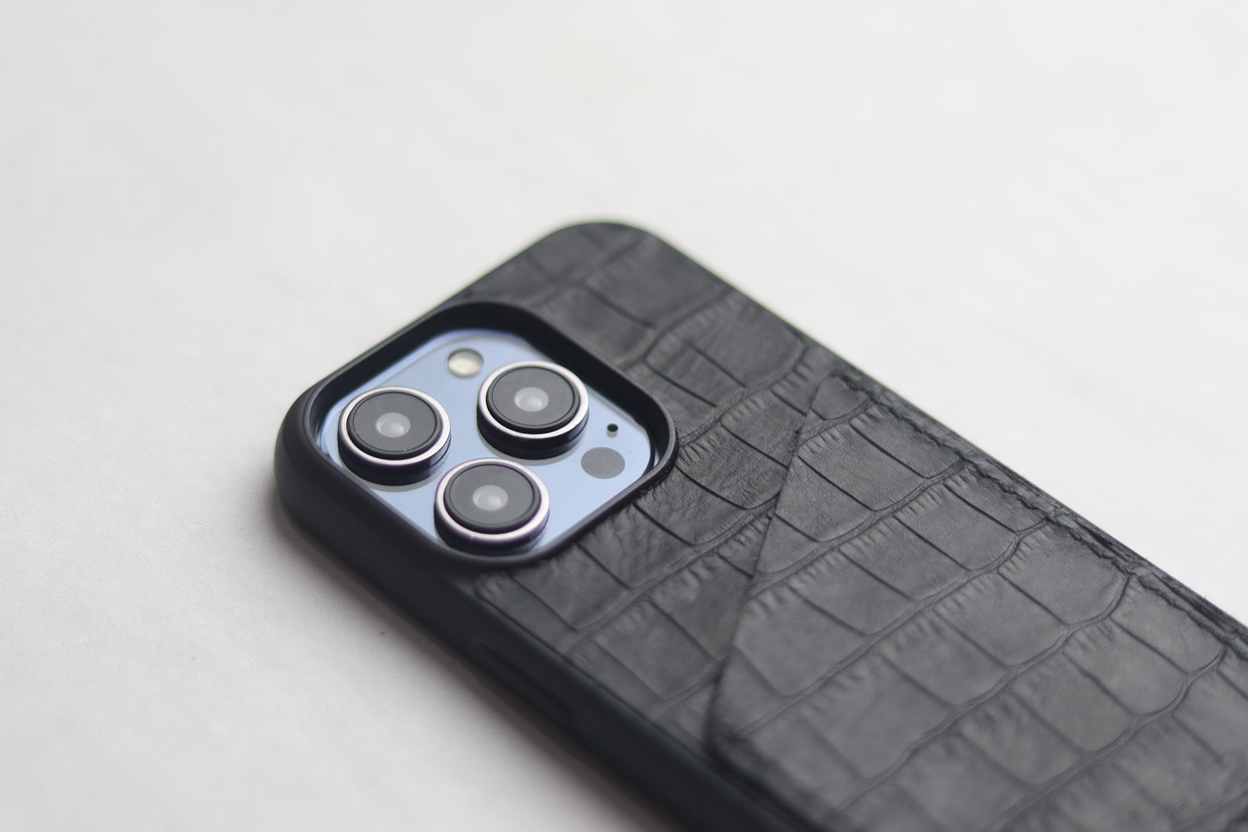 BLACK CROCO WALLET PHONE CASE