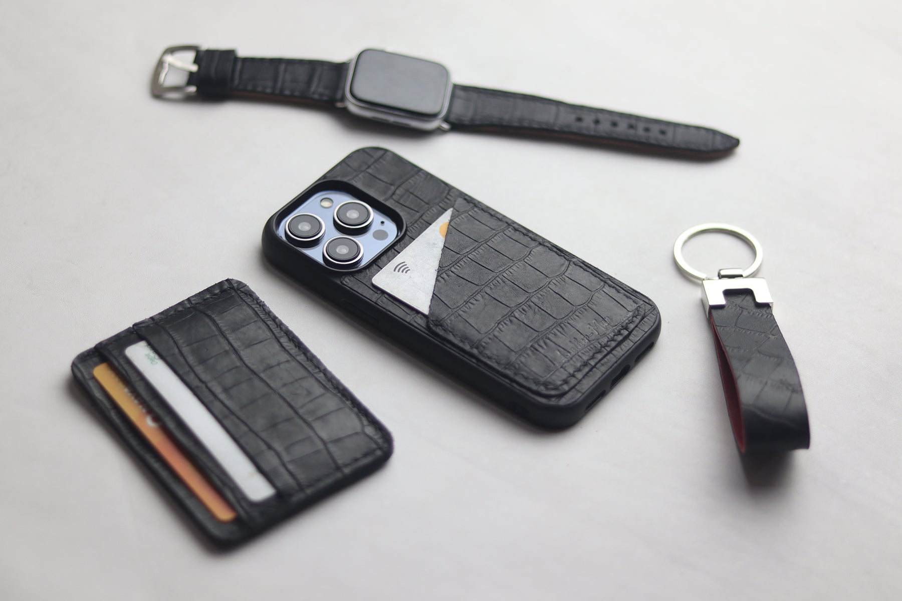 BLACK CROCO WALLET PHONE CASE