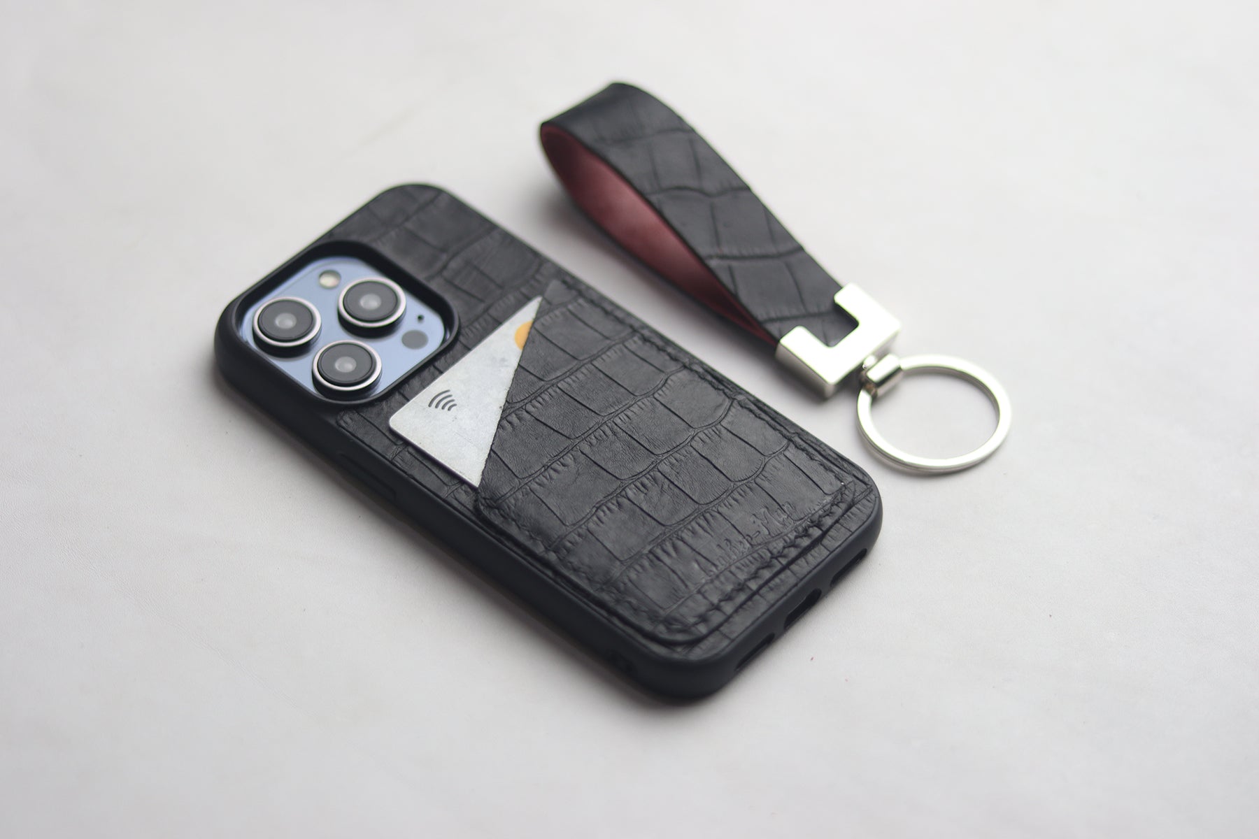 BLACK CROCO WALLET PHONE CASE